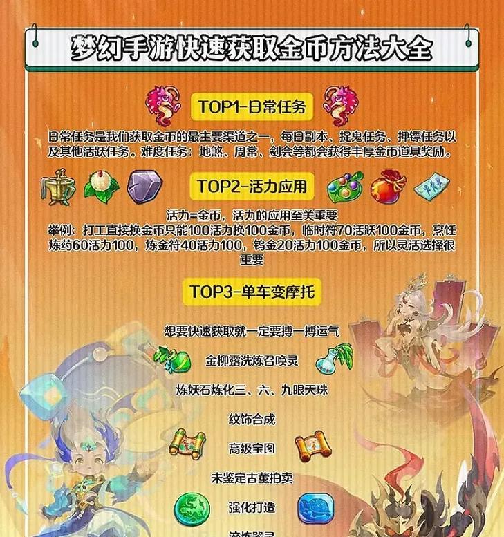 手游梦幻西游小白怎么赚金币？有哪些快速赚钱的方法？